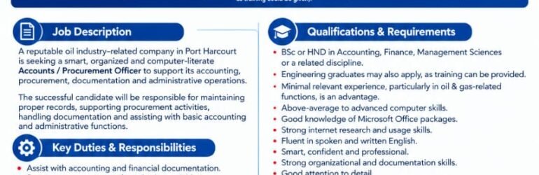 Accountant-Isolo way Lagos